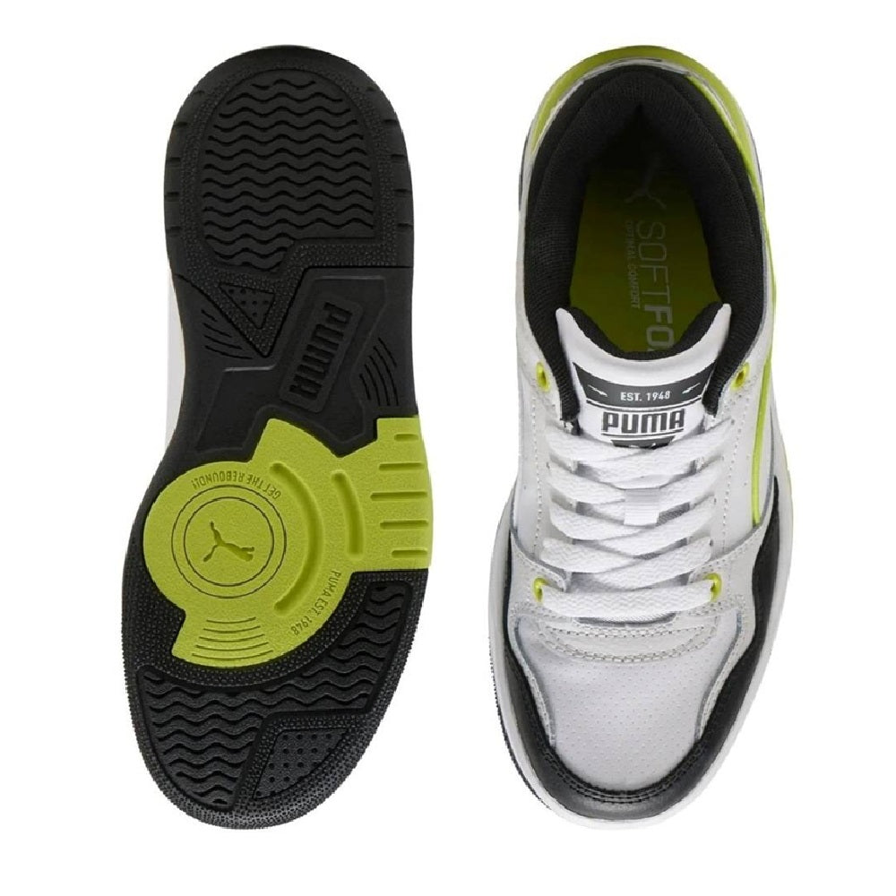 Big Kid's Puma Rebound Retro Jr Puma Black-White-Lime Smash (401564 10)