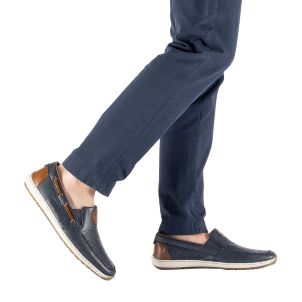 Rieker Mens Shoe 08867-14 Navy/Amaretto