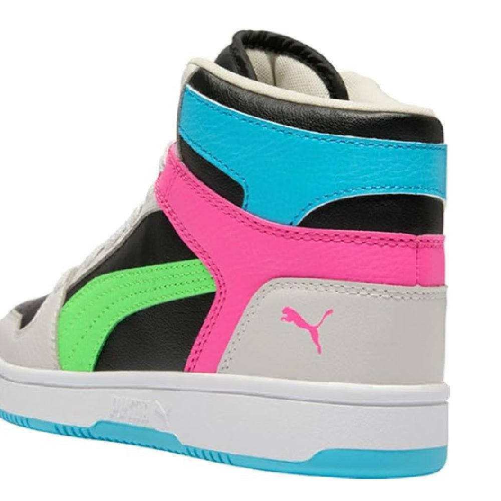 Big Kid's Puma Rebound Layup RCL JR Pblack-Fgreenpes-Feathergray (403061 01)