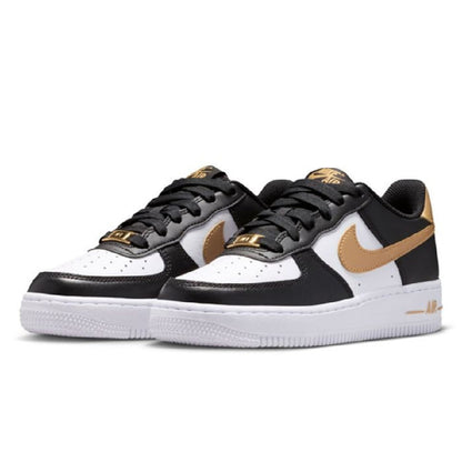 Big Kid's Nike Air Force 1 Black/Metallic Gold-Black (CT3839 009)