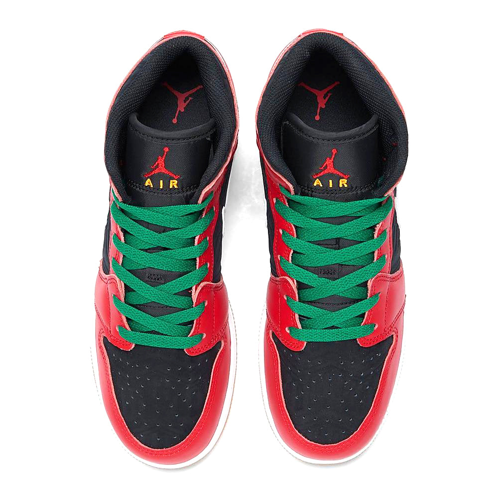 Big Kid's Jordan 1 Mid SE Black/Fire Red-White-Malachite (DQ8418 006)