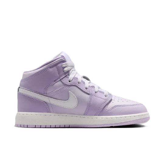 Big Kid's Jordan 1 Mid Violet Mist/White-Barely Grape (DQ8423 502)