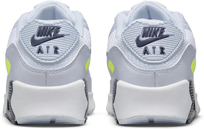 Big Kid's Nike Air Max 90 White/Blackened Blue-Volt (DV3480 100)