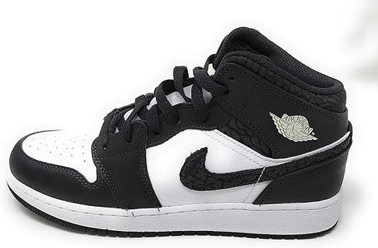 Big Kid's Jordan 1 Mid SE "Panda Elephant" Off Noir/Blk-Wht (FB9909 001)