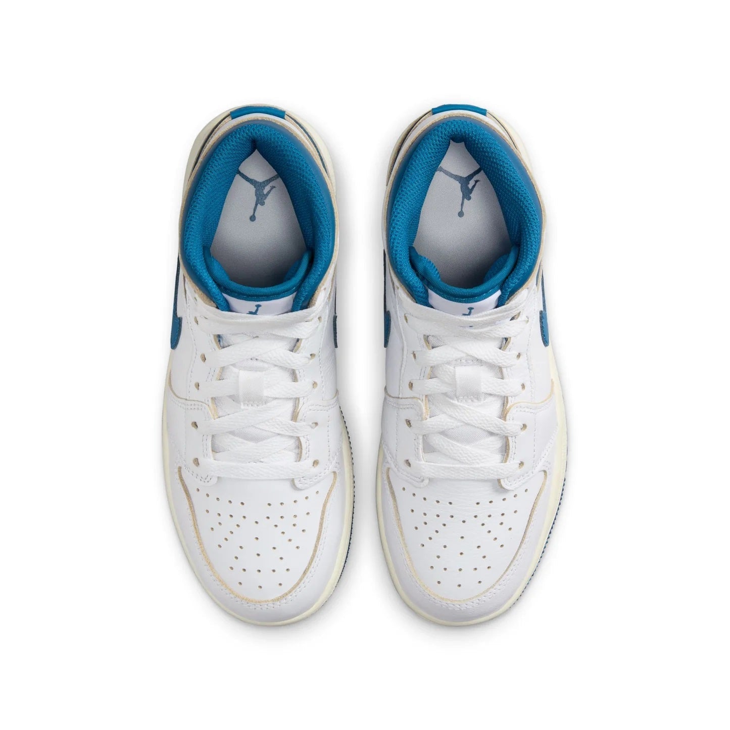 Big Kid's Jordan 1 Mid SE White/Industrial Blue-Sail (FN7432 141)