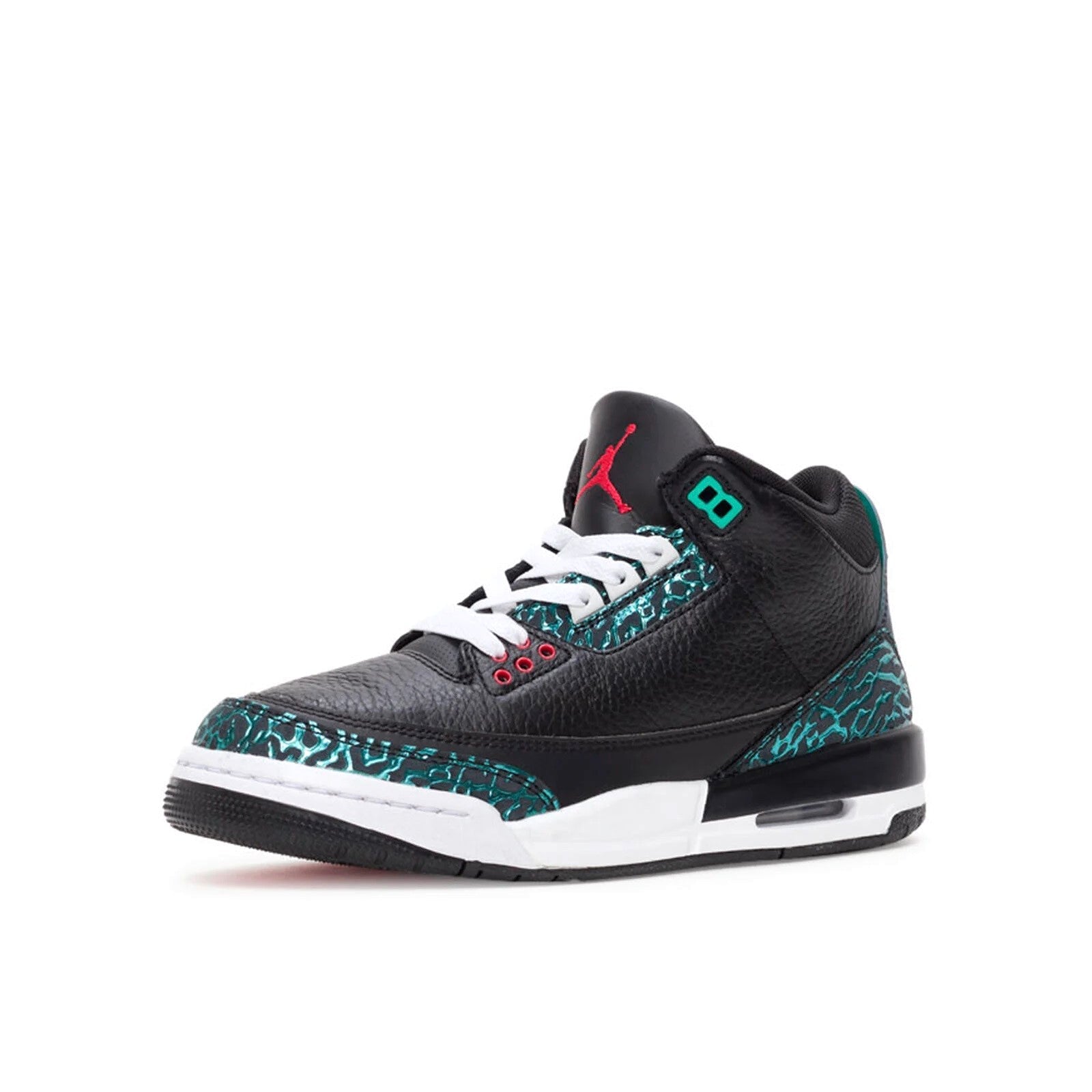 Big Kid's Jordan 3 Retro "Moto" Black/Siren Red-Hyper Jade (FV5437 001)