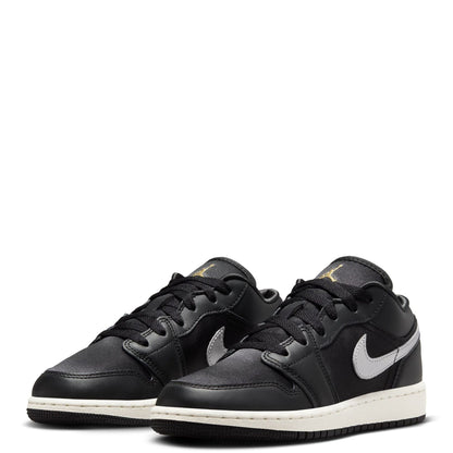 Big Kid's Jordan 1 Low SE Black/Metallic Silver-Sail (FZ3921 001)