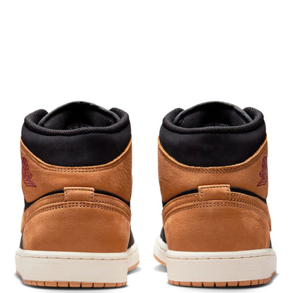 Men's Jordan 1 Mid SE Black/flax-varsity Red-sail (hv4091 002) Sneakers - Premium Brand Shoes for Men and Women